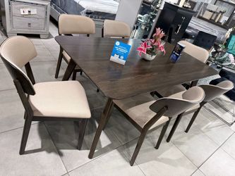 Mid-Century Modern Dining Table Set with 6 Chairs 🥳🥳
