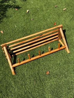 Wood hanging shelf rack with hooks