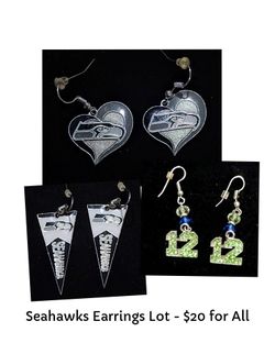 Seahawks Fan Earring Lot Of 3 Pairs