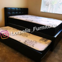 Full/Twin Expresso Trundle Beds w. Orthopedic Mattresses Included