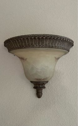 Wall Sconce Light Fixture with Marbled Alabaster Glass