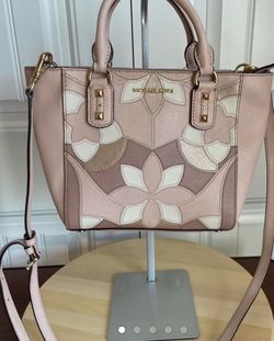 Michael Kors Sandrine Small Studded Saffiano Leather Crossbody Bag in Ballet Pink