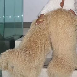 Nude Genuine Fur Custom Shaggy Knee-boots Size 9 