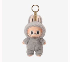Sesame Bean Gray Plush Labubu Monster POP MART Toy Keychain 