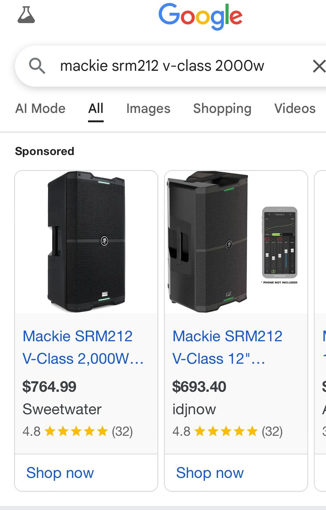 Mackie SRM v class 12 Inch 2000 Watts Bluetooth