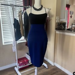 Royal Blue High Waist Pencil Skirt