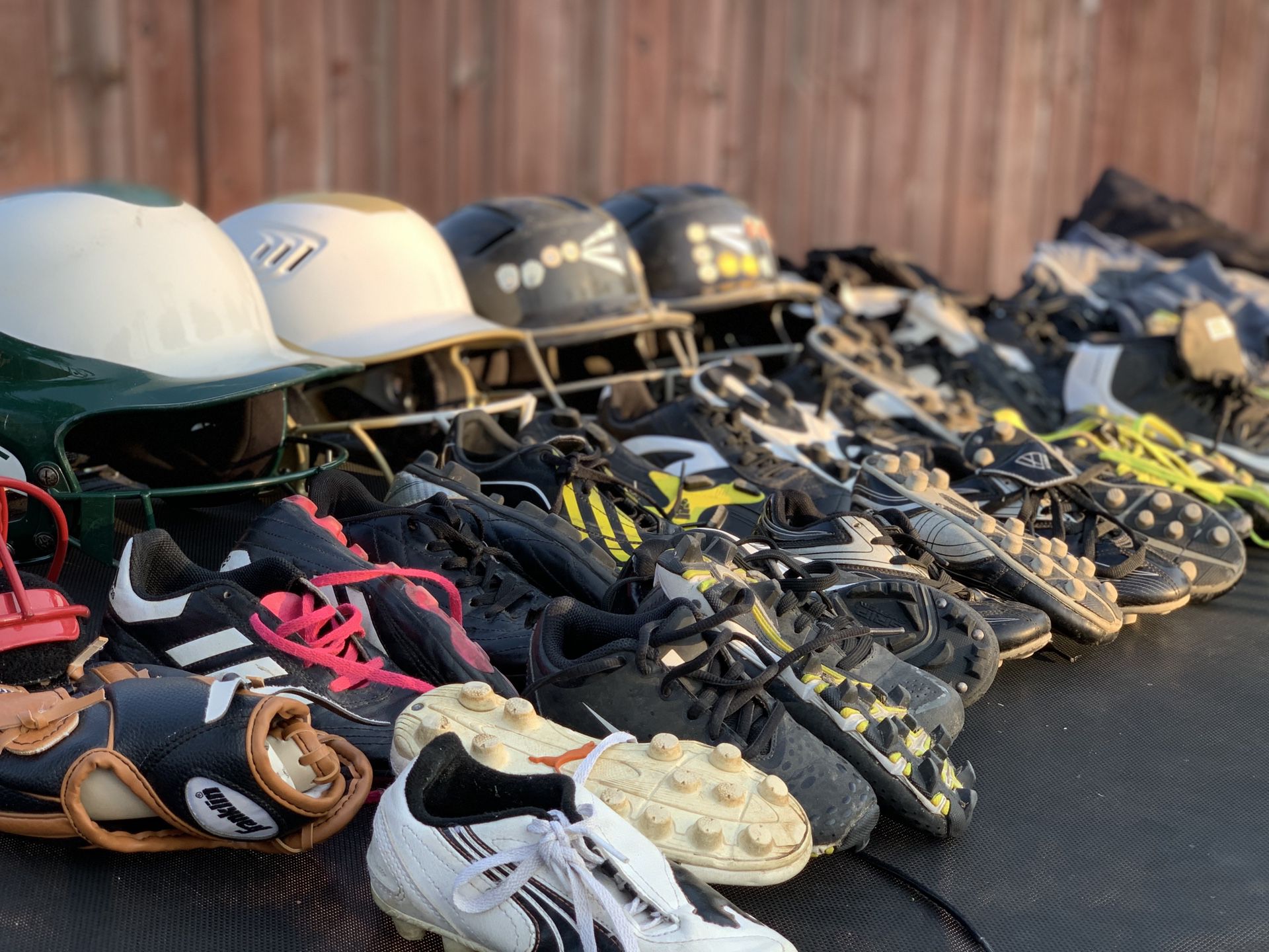 Softball/ baseball helmets, face guard, cleats, gloves, pants