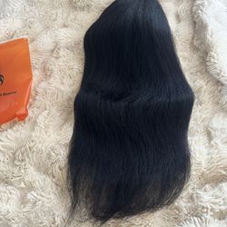 Headband Wig Human Hair 22 Inch Kinky Straight Headband Wigs for Black Women Yaki Straight Glueless Human Hair Machine Made None Lace Front Wigs Natur
