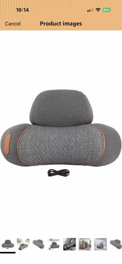 Neck Support Pillow Memory Foam with USB Heating, Grey, 3 Temperature Settings - Soothing Warmth for Neck Pain Relief, Detachable Cover for Easy Clean