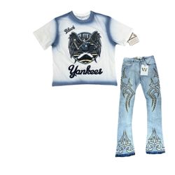 Men's shirt and jeans outfit