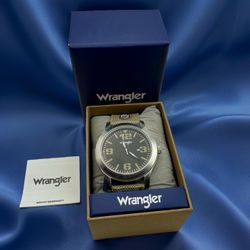 Wrangler Western Collection Men’s Watch With Beige Canvas Strap 48mm Arabic NWB
