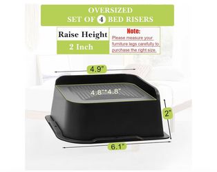 New - Bed And Furniture Risers; 2 Inch, box Of 4. Heavy Duty.