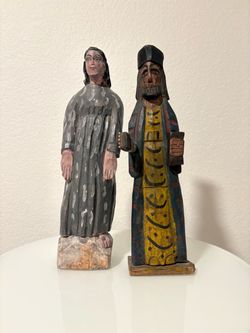 PAIR Handcarved Wooden Santos (Saints)