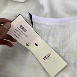 Fendi FF Embossed Cream/Beige T-Shirt
