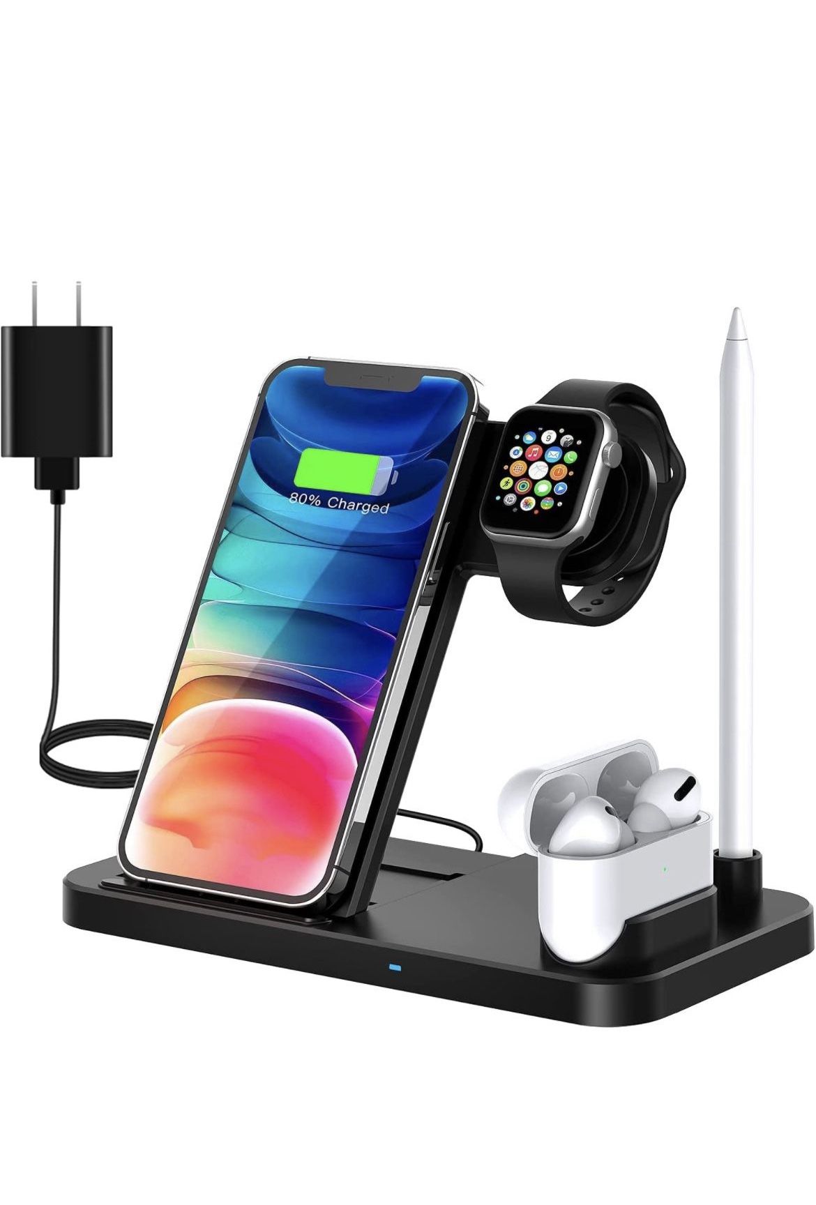 Wireless Charging Station - 4 in 1 Wireless Charger Charging Stand Compatible with iPhone 14 Plus Pro max 13 Pro max 12 Pro max SE 11pro X XR Xs Max 8