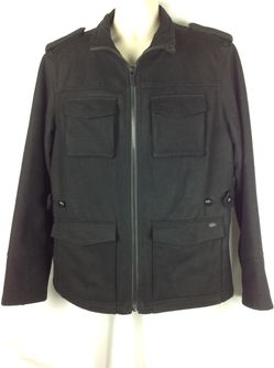 Men's Buffalo David Bitton Military Cargo Black Jacket Coat Size M