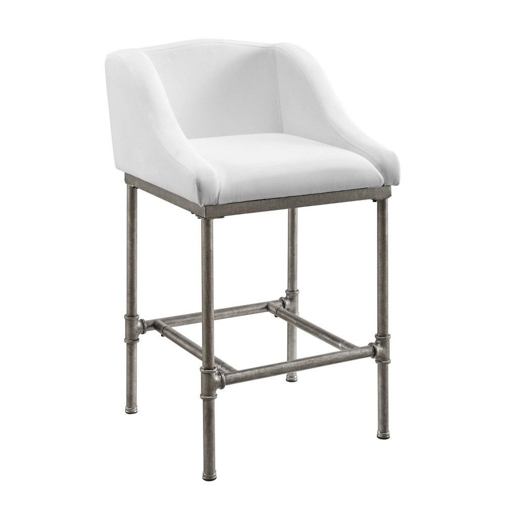 Dillon Counter Height Upholstered Bar Stool, One Size, Silver
