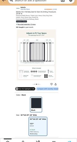 Baby / Dog Gate - Wide and Tall BLACK