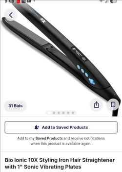 Bio Ionic 10X Styling Iron Hair Straightener with 1" Sonic Vibrating Plates
Flat Iron with Ion Generating Mineral Complex