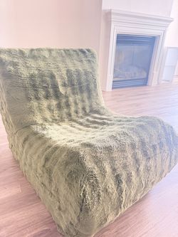 Olive Green Faux Fur Lounge Chair