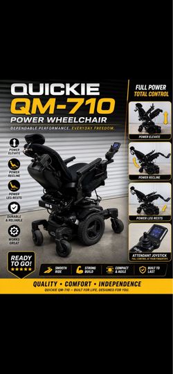 Quickie QM-710 Power chair w/ Attendant Joystick, Elevate and Fully Loaded   High-end Quickie QM-710 rehab power chair in excellent condition. This is