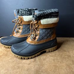 ALEADER Women Snow Boots Waterproof Insulated Laced Boots Brown/blue Brand New 7