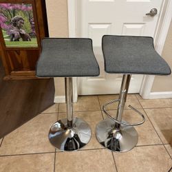 Adjustable Height Black Cushioned Bar Stool