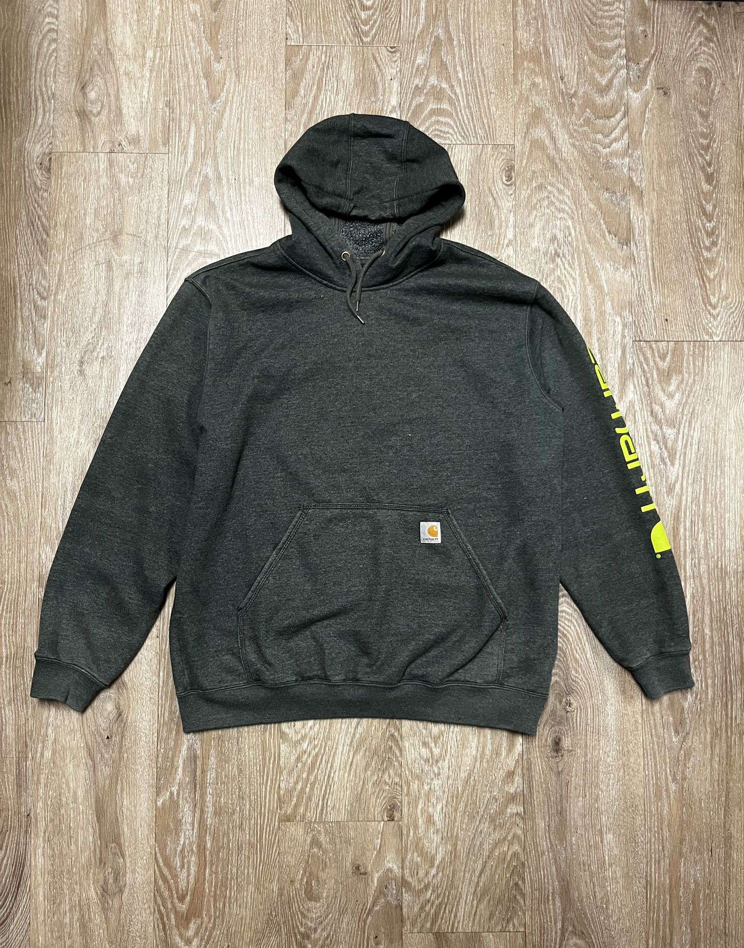 Vintage Carhartt grey hoodie with neon yellow sleeves #skater