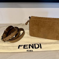 FENDI FF 1974 MINI EXPANDABLE BROWN SUEDE