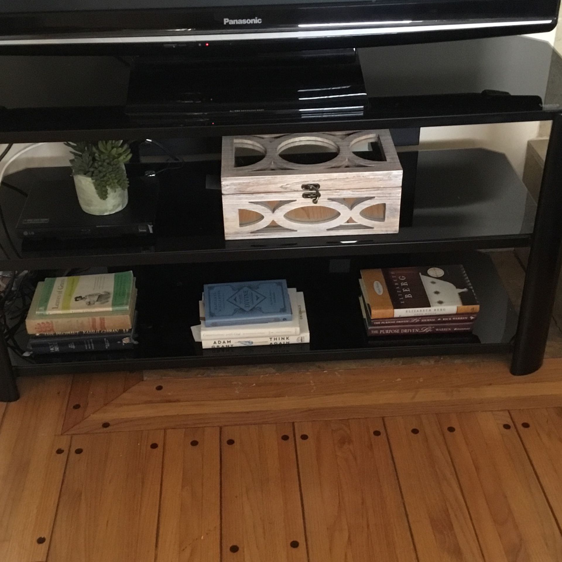 Black TV Stand. Metal And Glass.