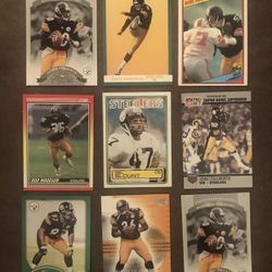 Mixed lot Of 9 Pittsburgh Steelers Football Cards-stallworth-Bettis-Hamm-GC