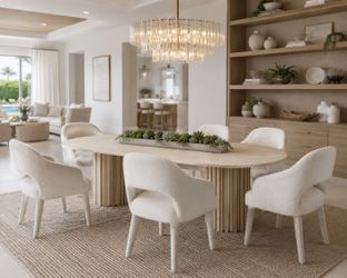 Set Of 6 Boucle Dining Armchairs- Just 1 Year Old- Beautiful Set