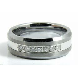 Tungsten Carbide Ring 7 1/5 Diamonds