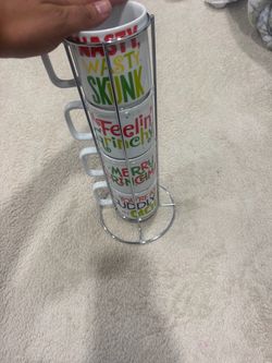 Grinch Stacking Mug Set with Metal Rack