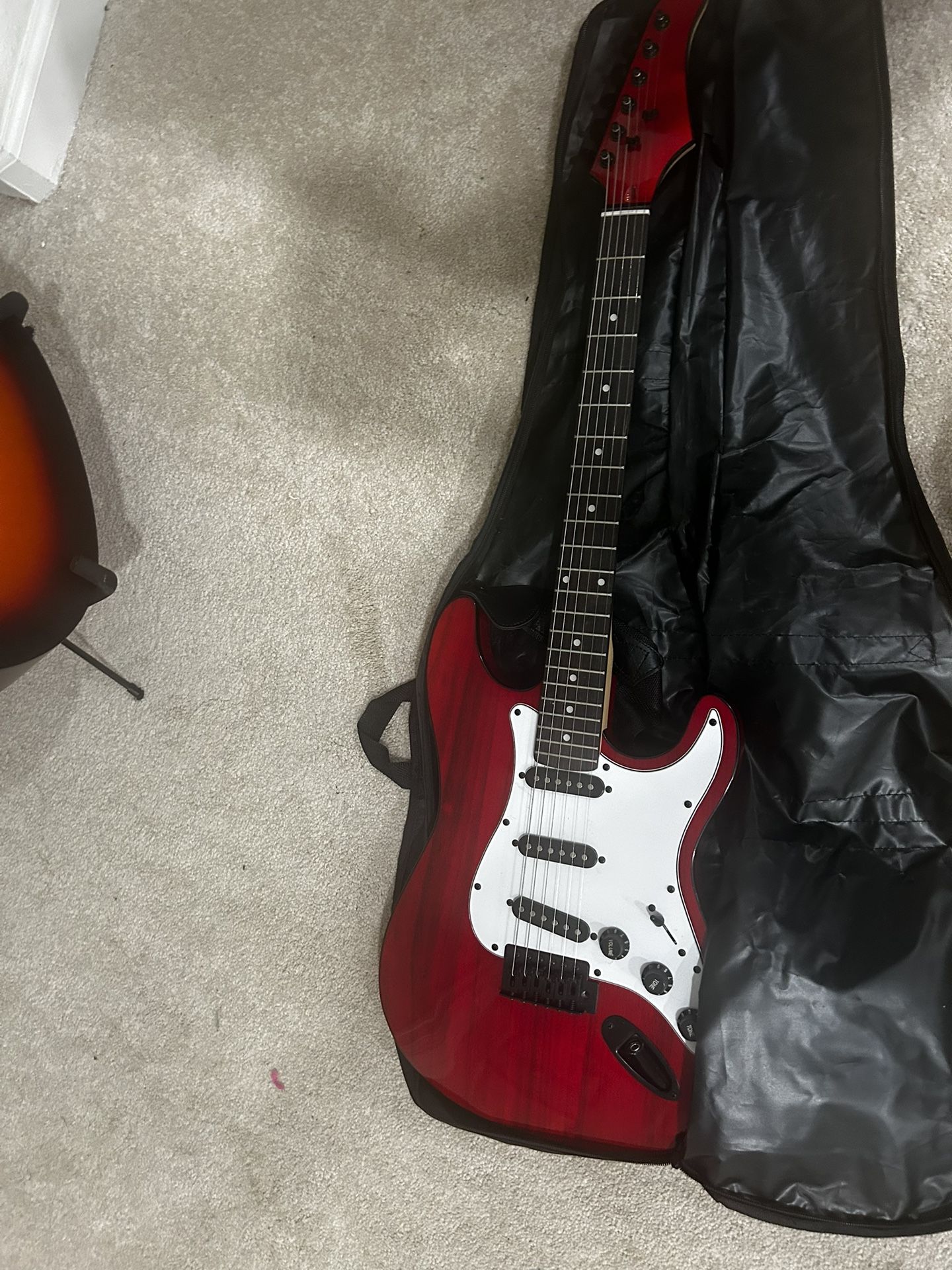 Red electric guitar