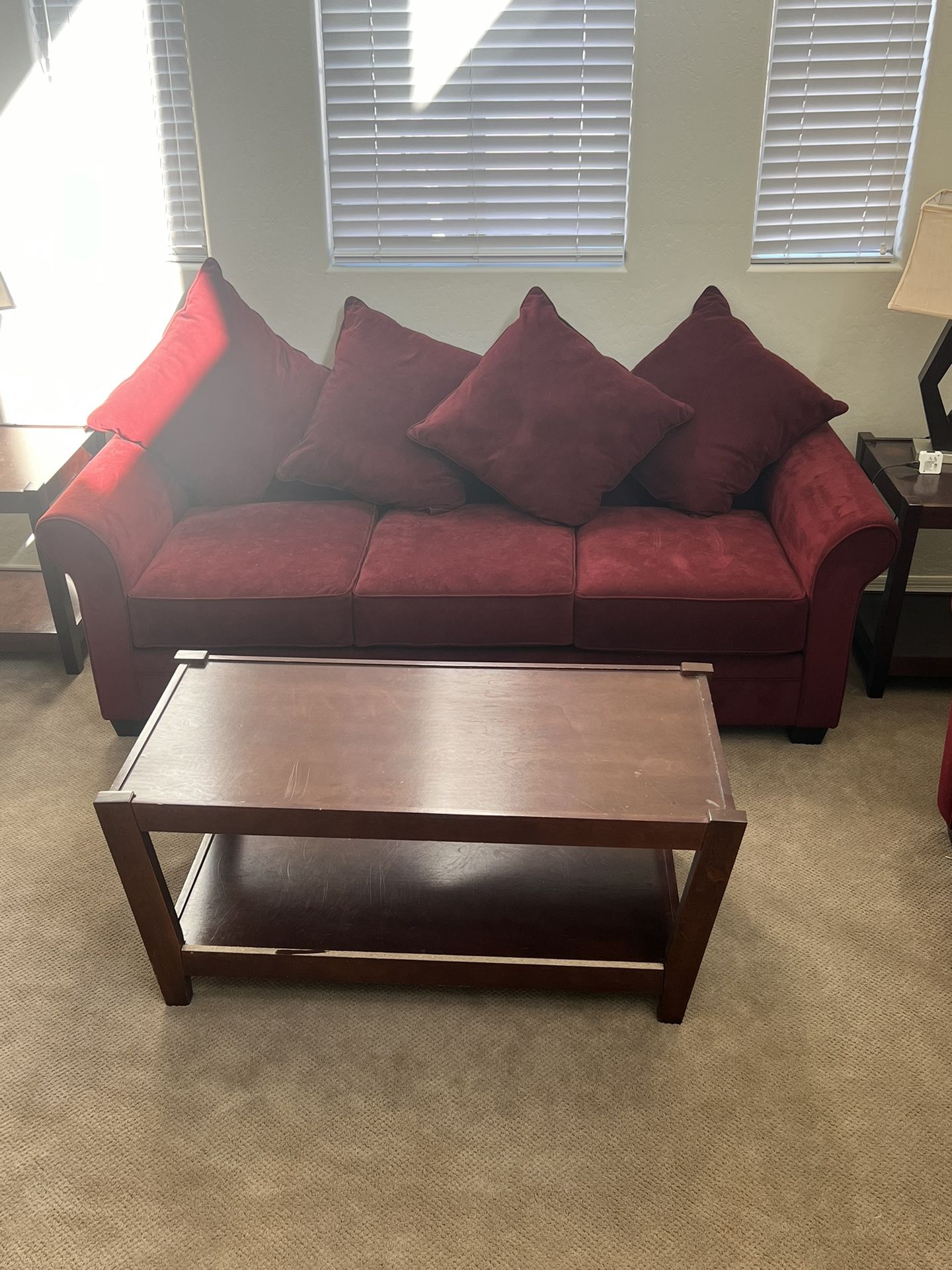 Maroon Pillow Back Couch Sofa