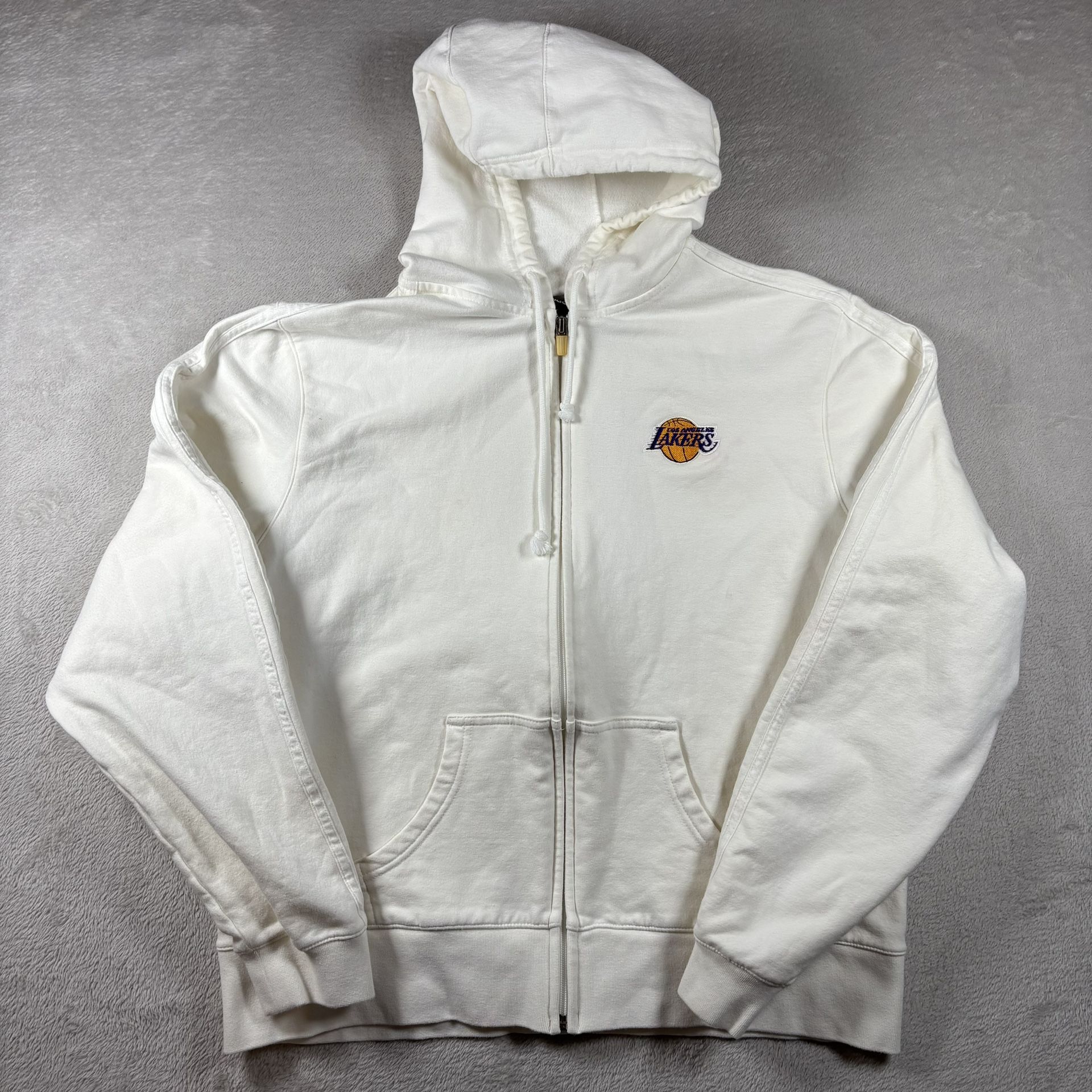 LA Lakers Adidas Full Zip Hoodie Women's Medium Hoodie White #1007