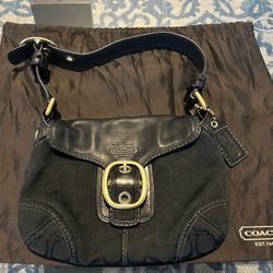 Coach Black Fabric/ Leather Shoulder Bag GO(contact info removed)1