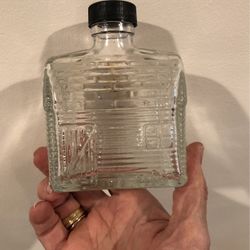 Vintage log cabin syrup glass container
