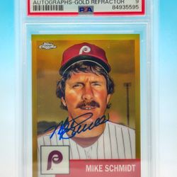 2022 Topps Platinum Anniversary Mike Schmidt Auto Gold Refractor #MS /50 PSA 9