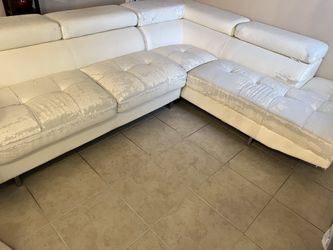 White Leather Sectional 