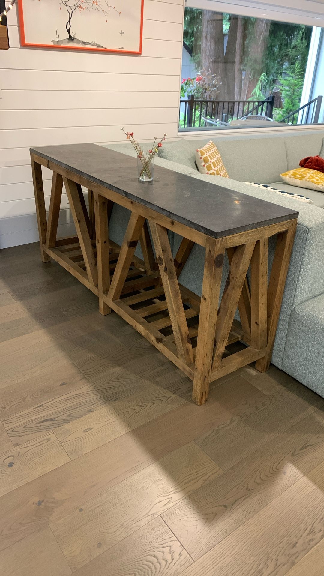 Stone-topped Console Table, 71” X 18”