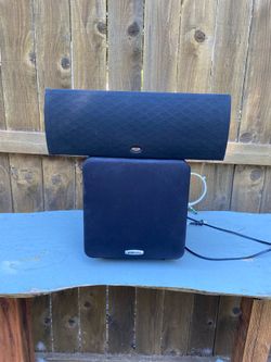 Home TV Audio System Klipsh Center Speaker and Polkaudio Subwoofer
