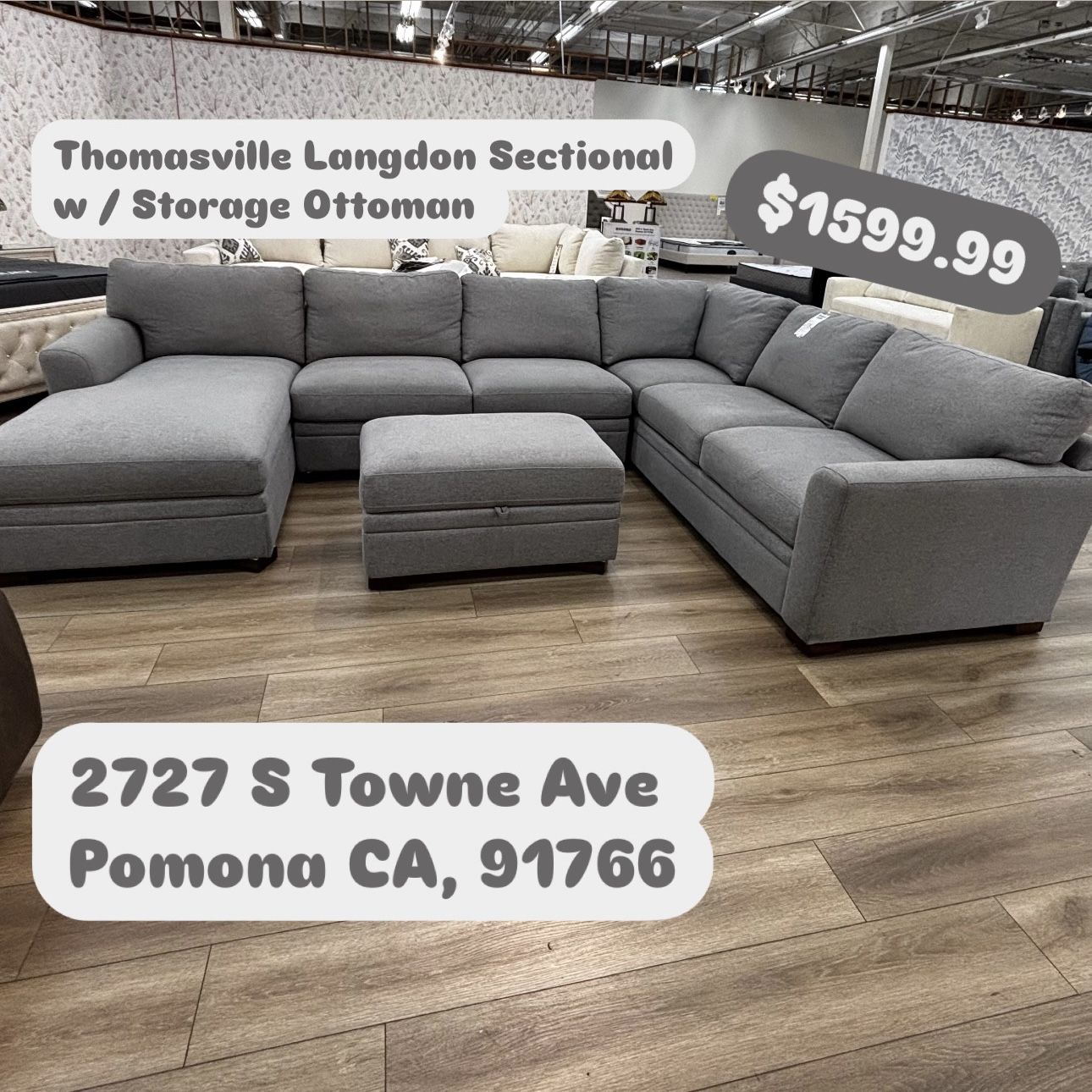 Thomasville Langdon Sectional W/ Storage Ottoman