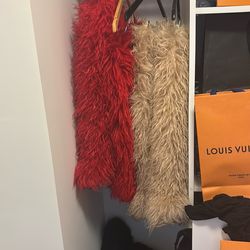 Red or tan THIGH HIGH FLUFFY BOOTS 6