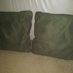 Two Accent Suede Pillows! Forest Green!