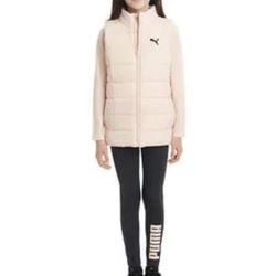 Puma Nwt Girls 3 Piece Set with Puffer Vest Size M10-12 Pink P3