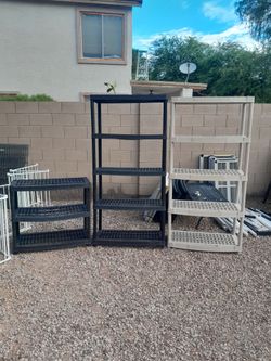 3 or 5 Tier Plastic Utility Shelving Units $20-$35 each See All Photos Read Description