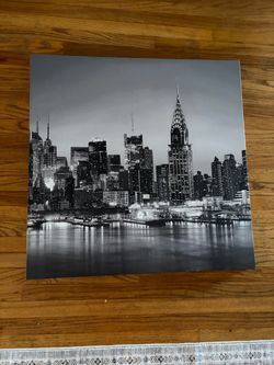Black & White New York City Skyline Wall Art – Nighttime Sparkle