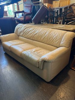 Cream Leather Sofa